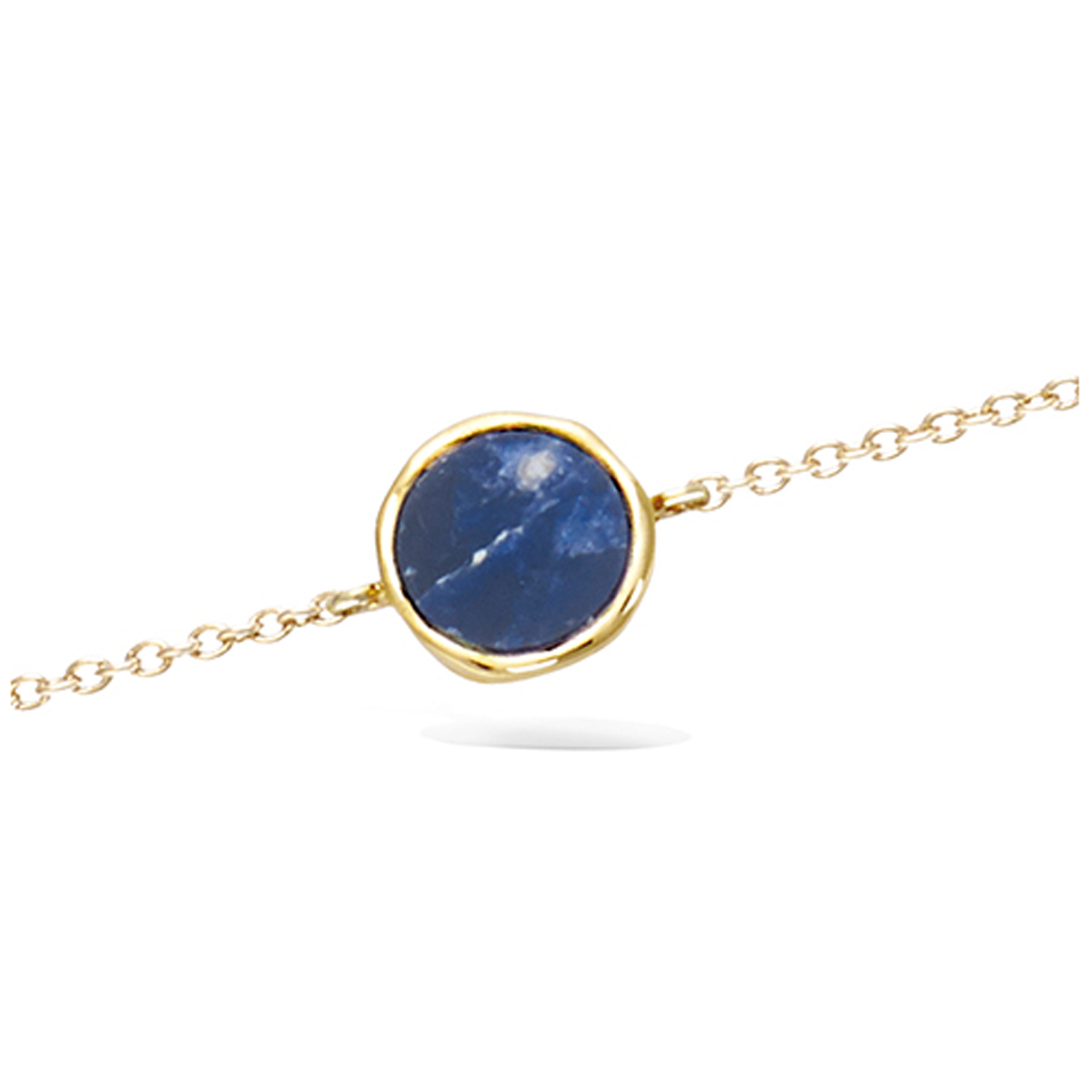 Bracelet Plaqué Or \'Cléopatra\' bleu doré (sodalite) - 10 mm - [R4209]