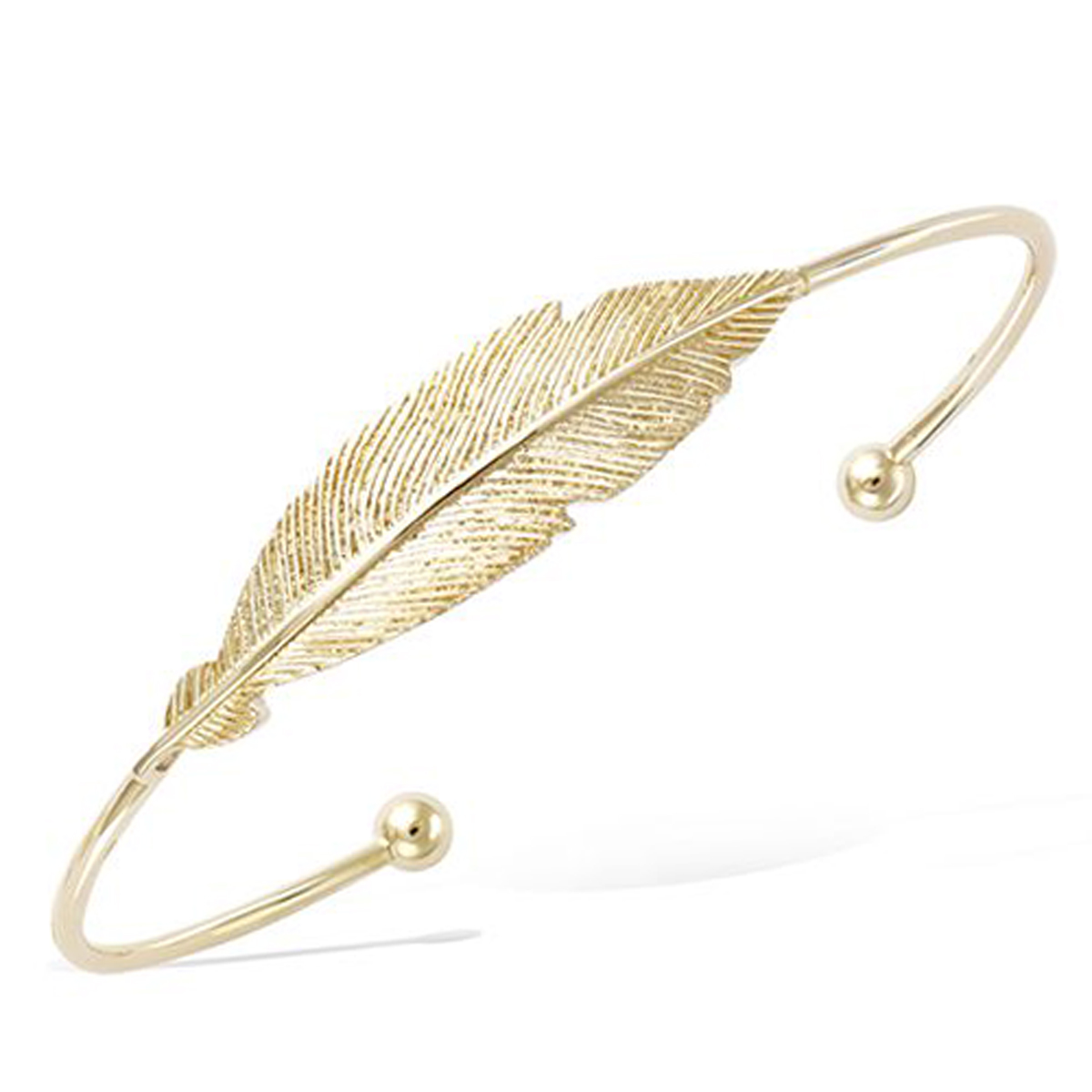 Bracelet Plaqué Or \'Cleopatra\' doré - 58 mm , 35x10 mm (plume) - [R4214]