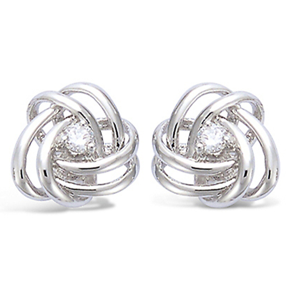 Boucles Argent \'Harmonie\' blanc argenté (rhodié) - 10 mm - [R4223]
