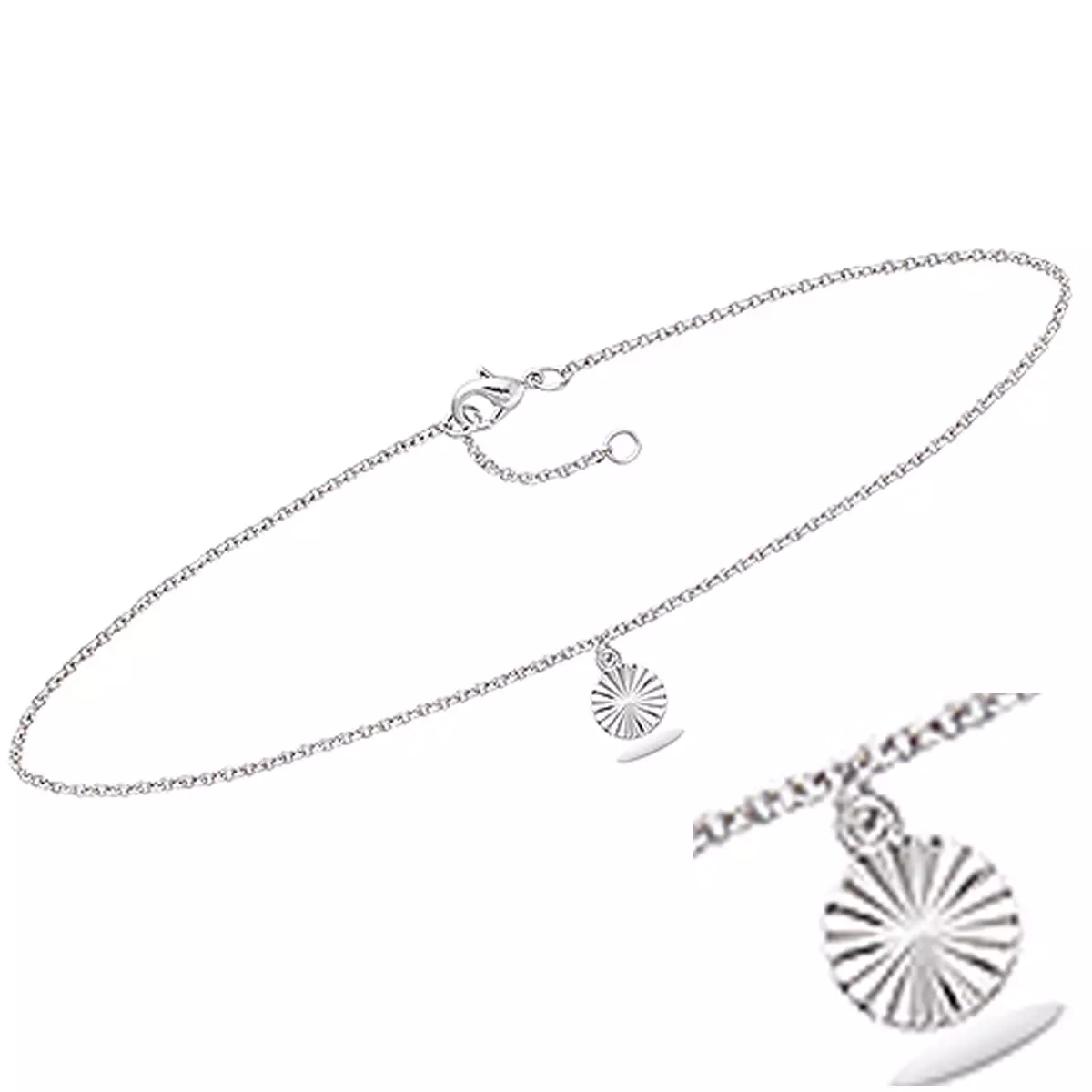 les trésors de lily Chaine Cheville Argent 'Cleopatra' argenté (rhodié) 25 cm 6 mm [R4227]