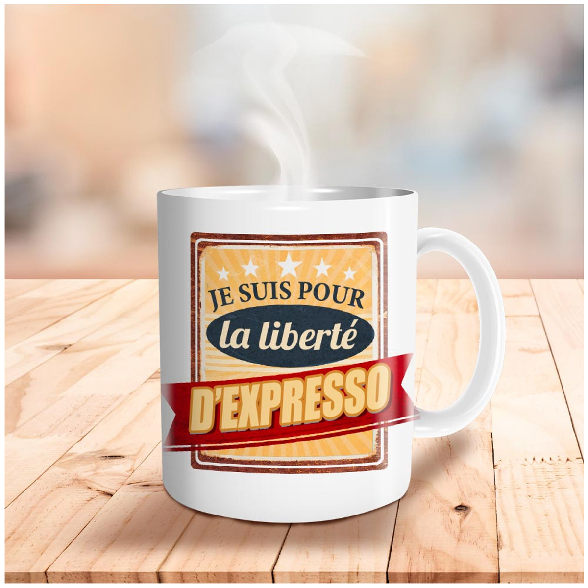 Mug céramique \'Messages\' (Je suis pour le liberté d\'Espresso) - 95x80 mm - [R4355]