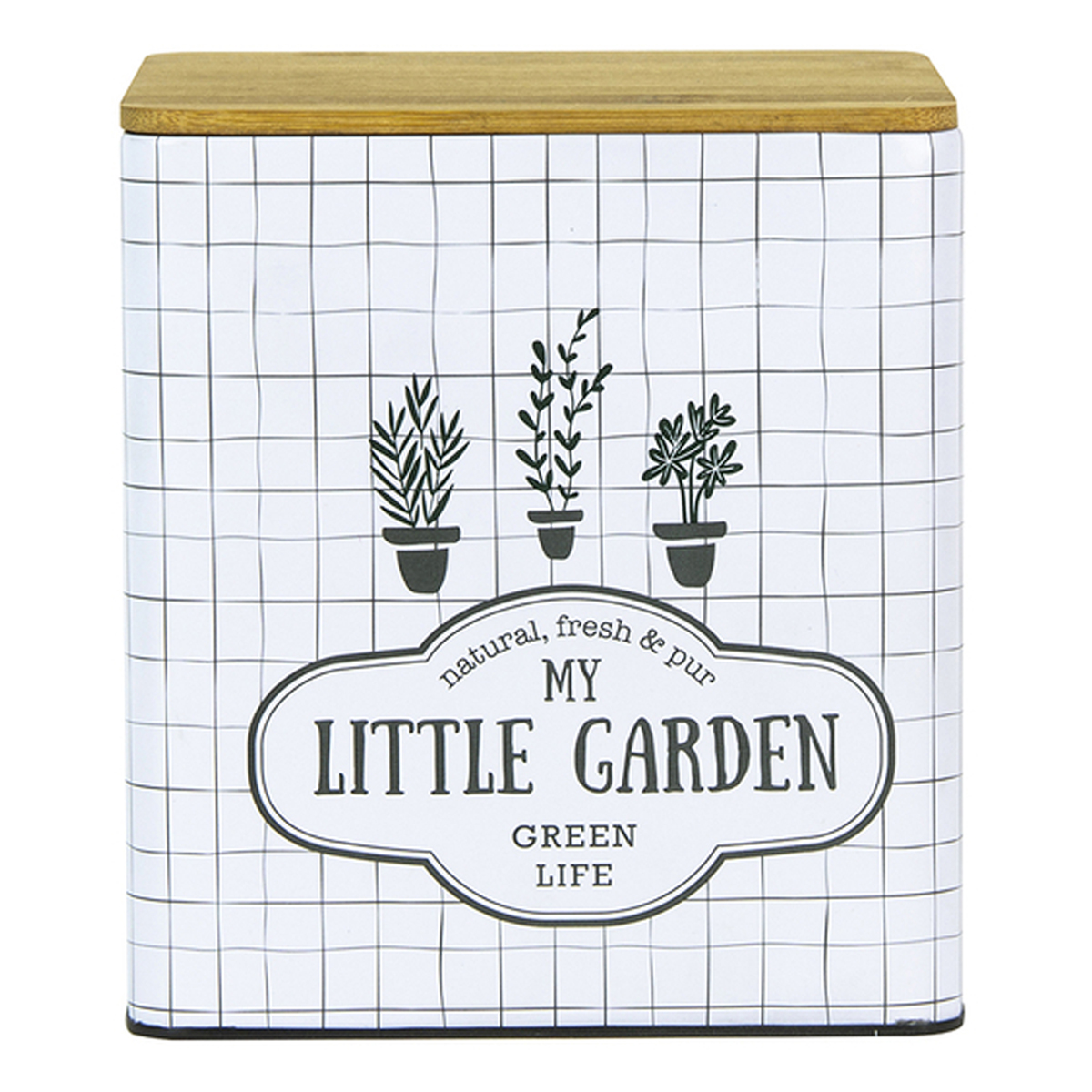 Boite métal bois \'My Little Garden\' blanc - 16x14x14 cm - [A2259]