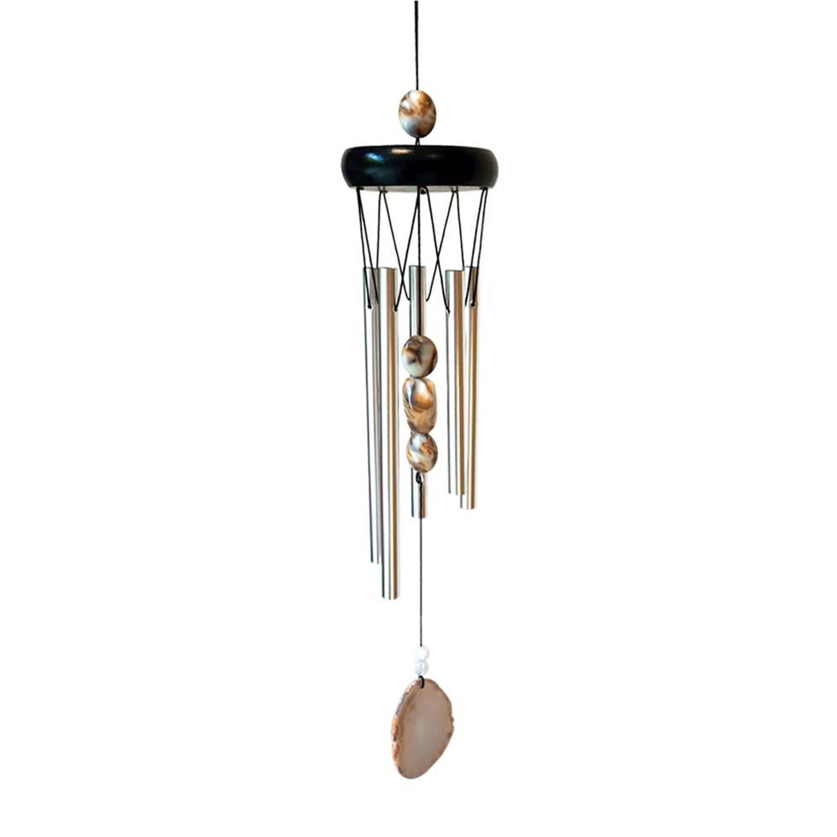 Carillon bois \'Zen attitude\' beige argenté  - 51x8 cm - [A2343]