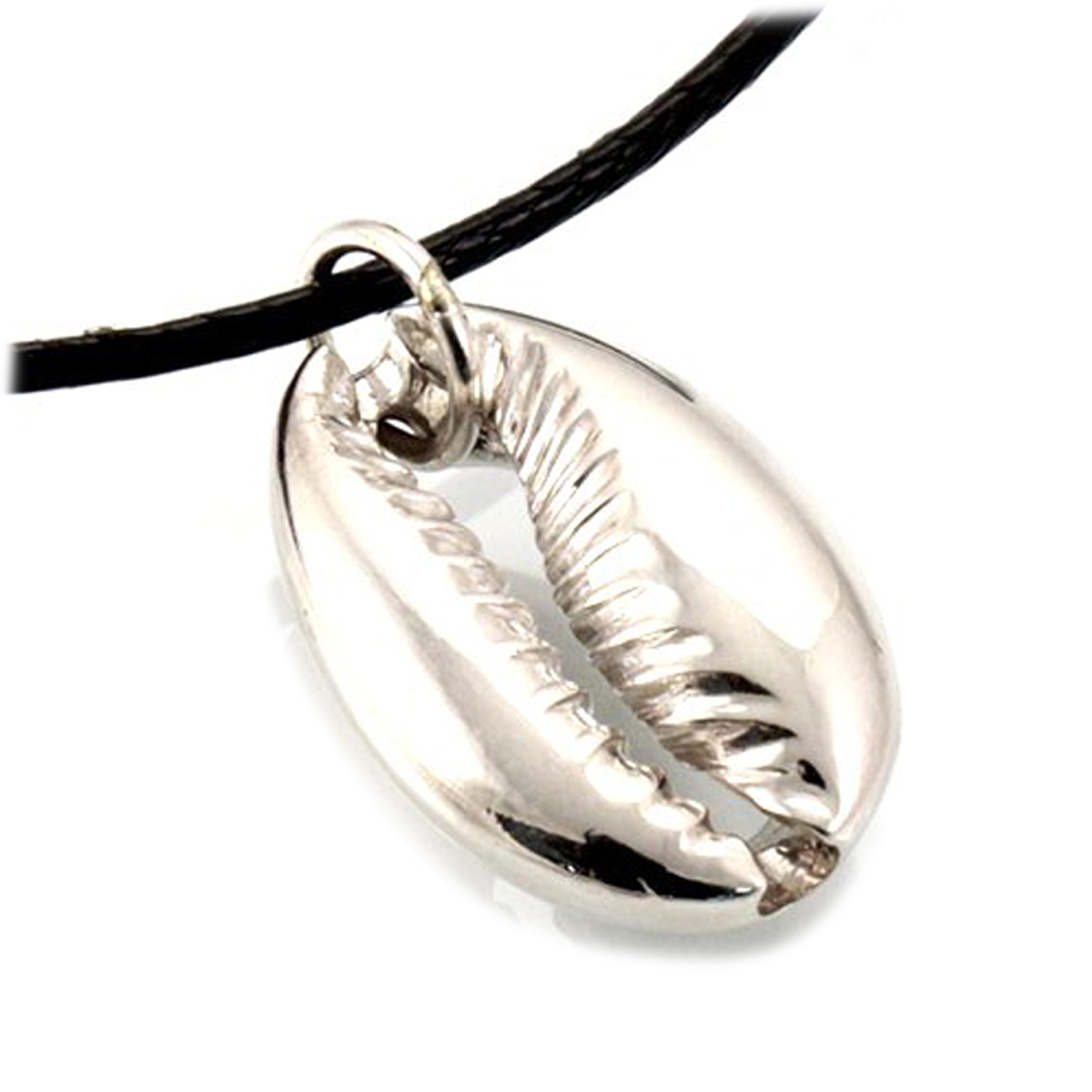 Pendentif Argent artisanal \'Cowrie\' argent - 12x9 mm - [Q7500]