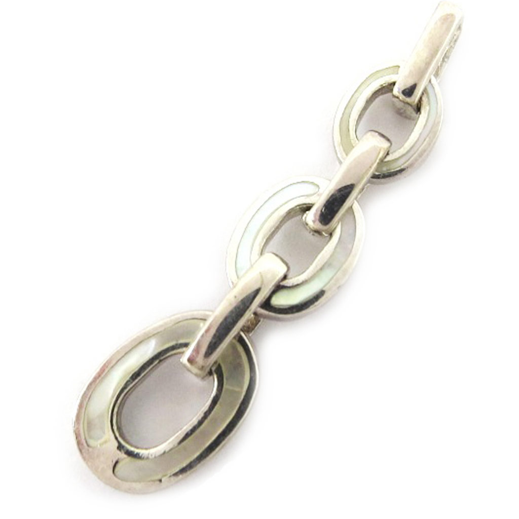 Pendentif Argent \'Sagesse\' Nacre argenté - 40 mm - [A8164]