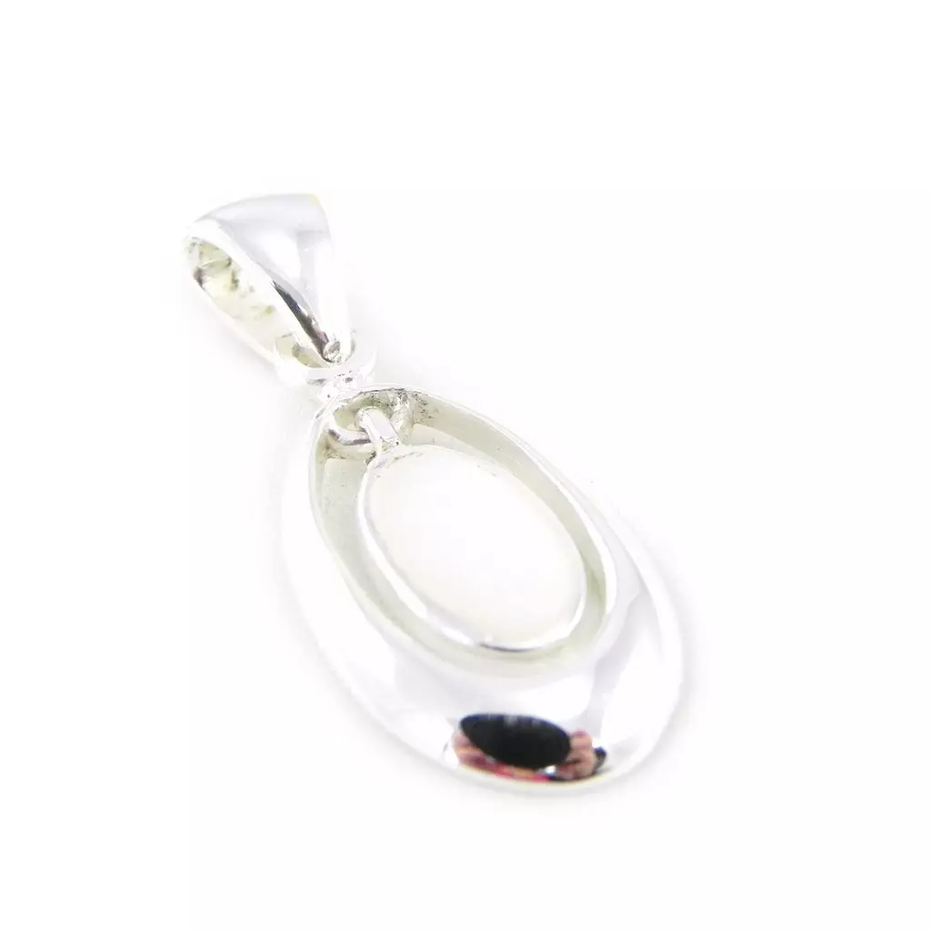les trésors de lily Pendentif Argent artisanal 'Sagesse' nacre argenté 17x10 mm [H2584]