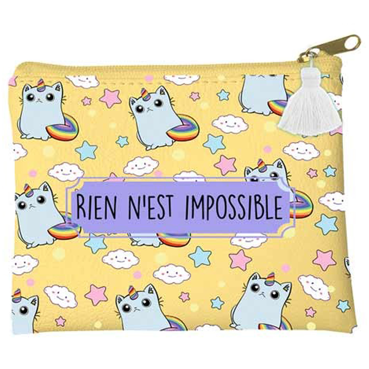 Porte-monnaie \'Licorne My Unicorn\' jaune (Rien n\'est impossible) - 115x10 cm - [P9689]