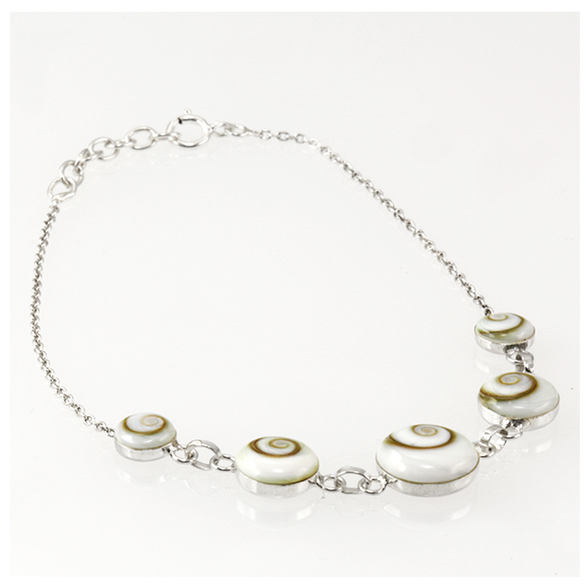 Bracelet Argent artisanal \'Sainte Lucie\' blanc argenté - 60x10 mm - [R4538]