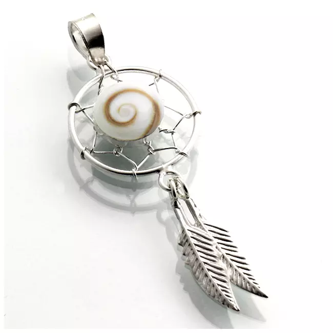les trésors de lily Pendentif Argent artisanal 'Sainte Lucie' blanc argenté 40x15 mm (dreamcatcher) [R4562]