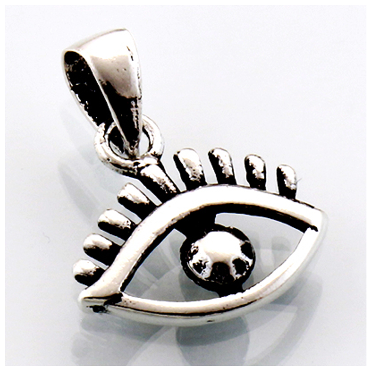 Pendentif Argent artisanal \'Oeil de Fatma\' argenté - 12x9 mm - [R4571]