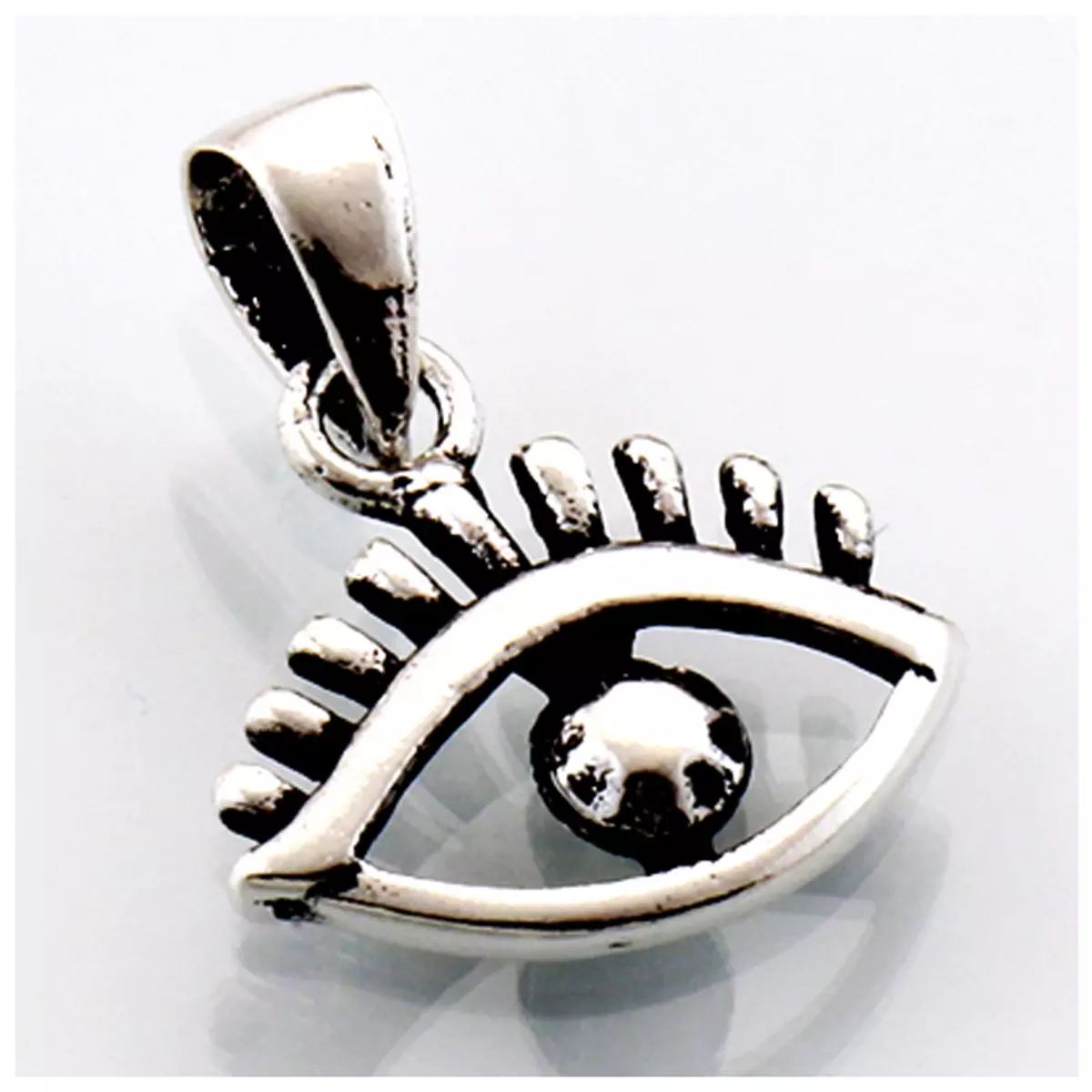 les trésors de lily Pendentif Argent artisanal 'Oeil de Fatma' argenté 12x9 mm [R4571]