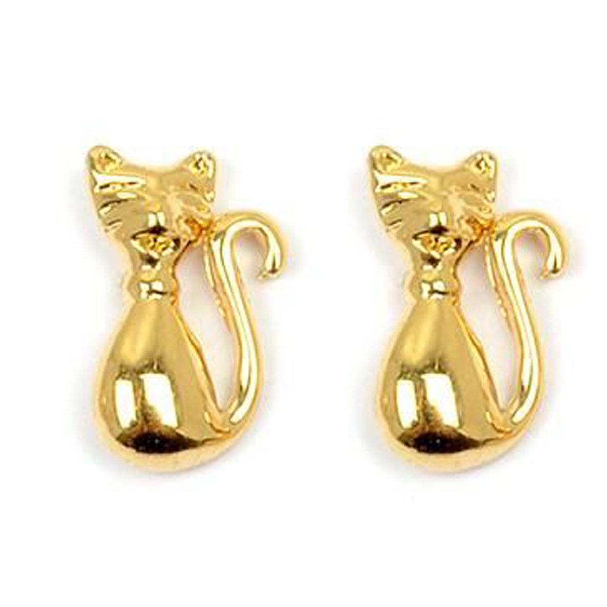 Boucles Plaqué Or \'Chats\' doré - 10x5 mm - [L4303]