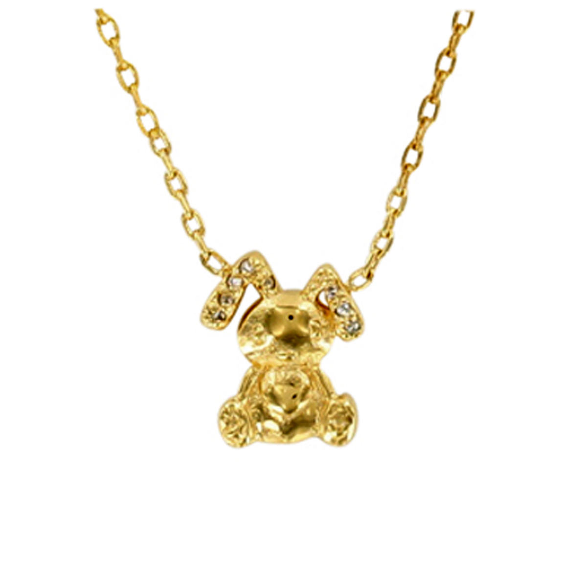 Collier enfant \'Lapin\' plaqué or - 10x9 mm - [P3287]