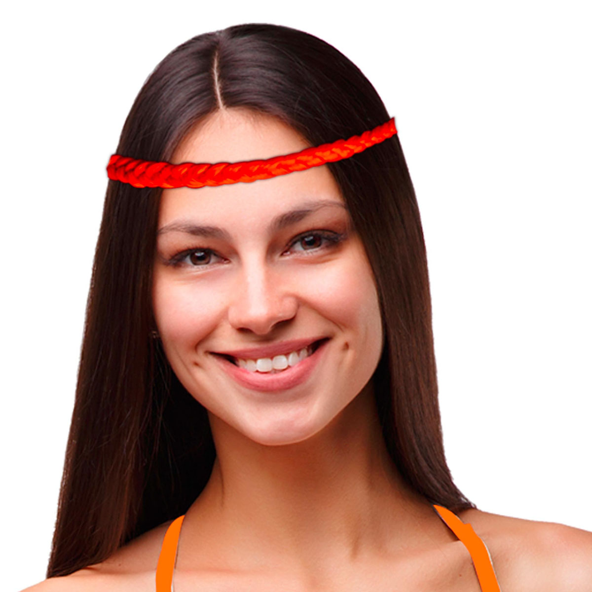 Bandeau faux cheveux \'Tresses\' orange - [Q5002]