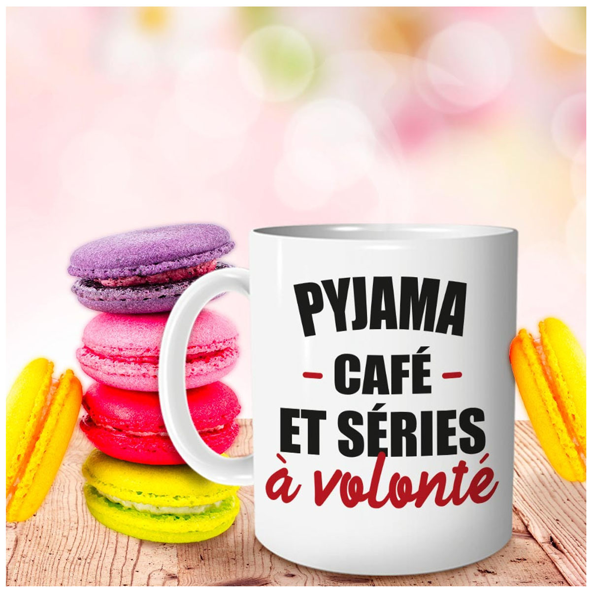 Mug céramique \'Messages\' (Pyjama café et séries à volonté) - 95x80 mm - [R4735]