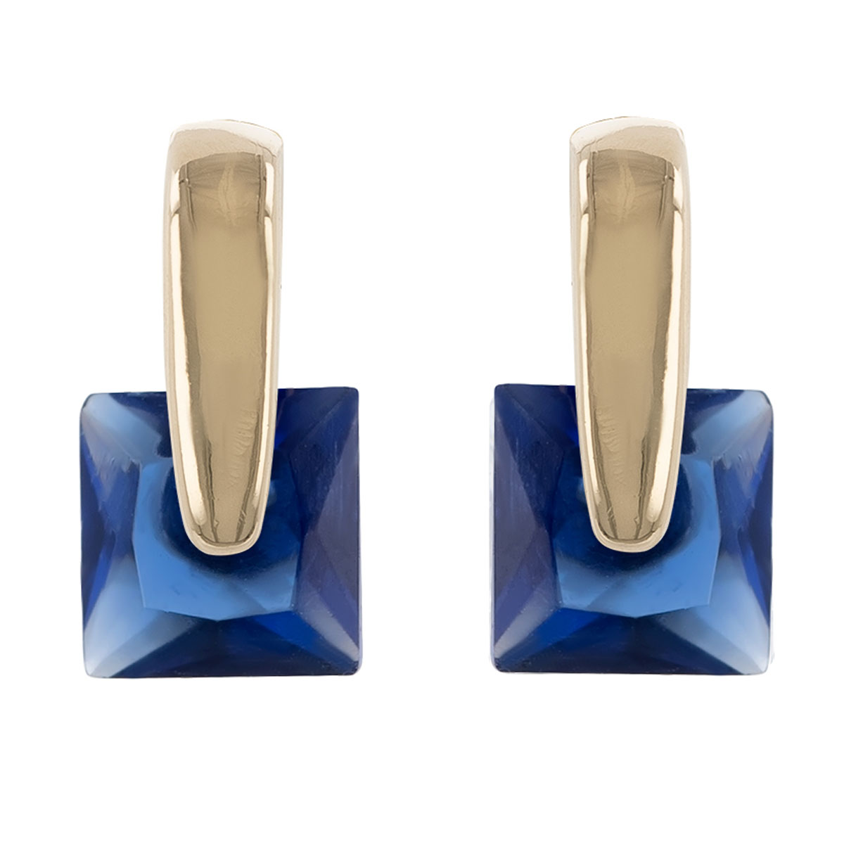 Boucles Plaqué Or \'Cristal\' noir doré  - 10x5 mm - [R4767]