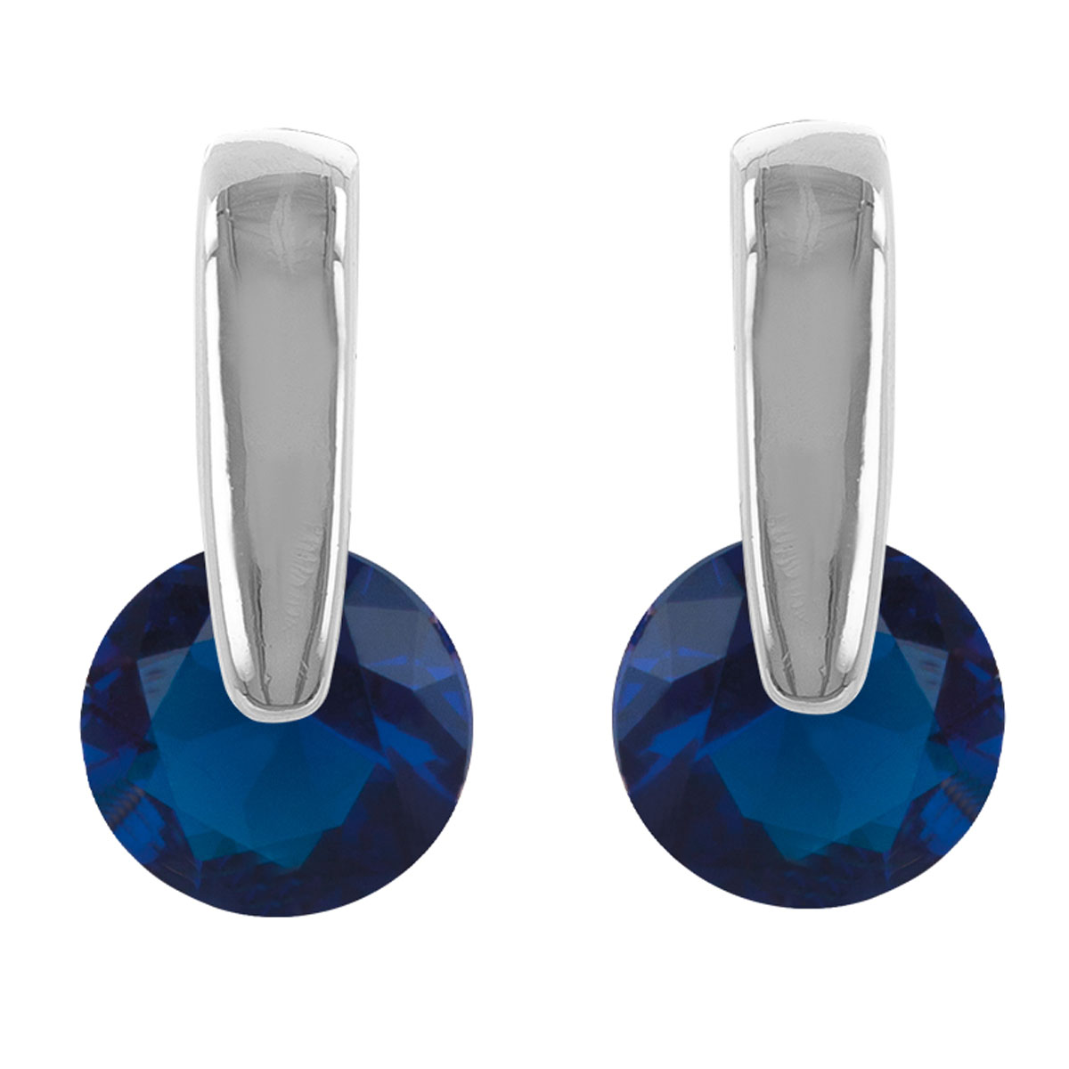 Boucles argent \'Cristal\' bleu argenté (rhodié)  - 10x5 mm - [R4777]
