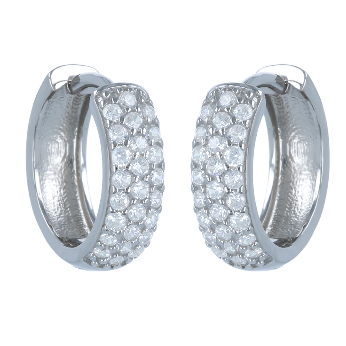 Créoles Argent \'Sissi\' blanc argenté (rhodié) - 15 mm 5 mm - [R4816]
