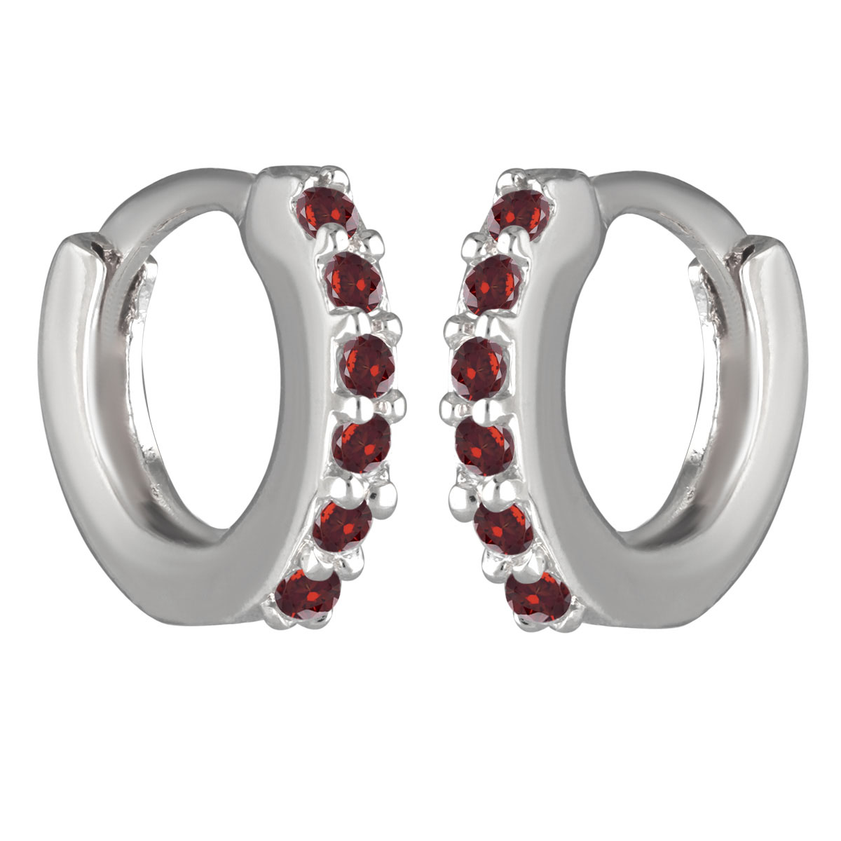 Créoles Argent \'Sissi\' rouge argenté (rhodié) - 10 mm 1 mm - [R4817]