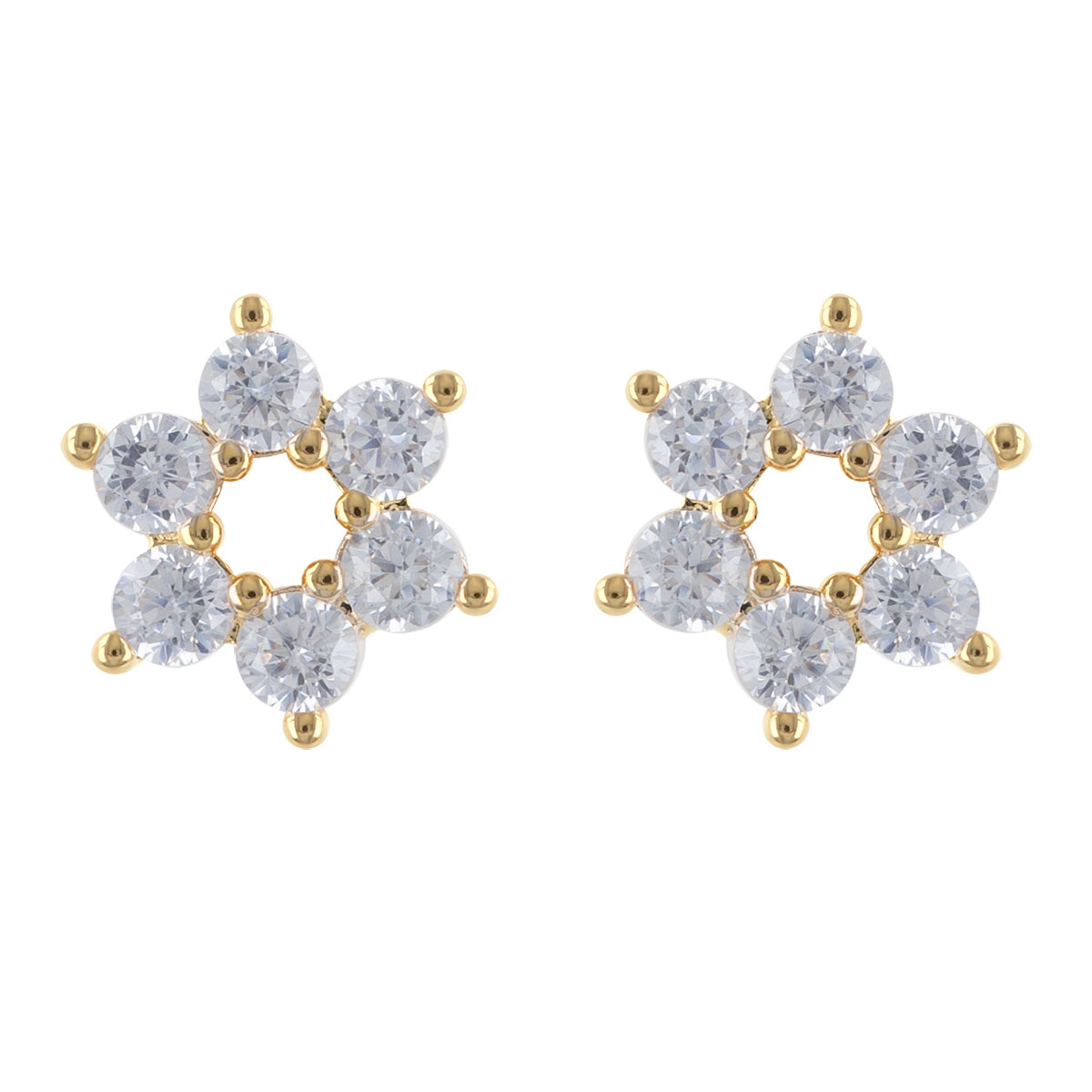 Boucles Plaqué Or \'Sissi\' blanc doré - 7 mm - [R4819]