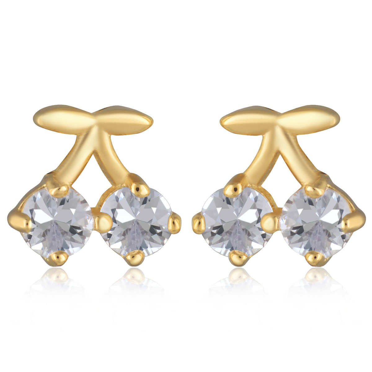 Boucles Plaqué Or \'Sissi\' blanc doré - 10x9 mm (cerise) - [R4820]