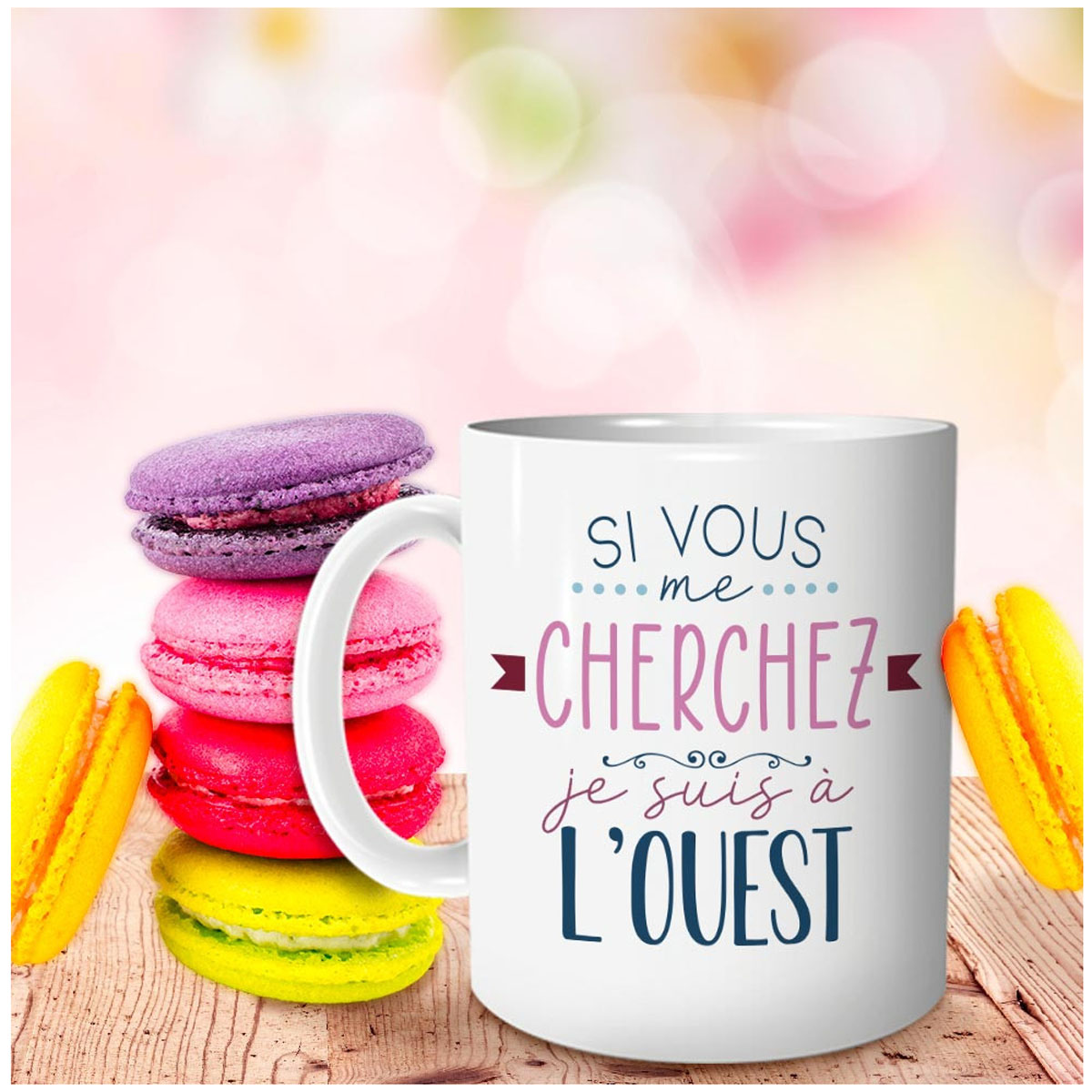 Mug céramique \'Messages\' (Si vous me cherchez, je suis à l\'Ouest) - 95x80 mm - [R4856]