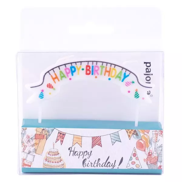 les trésors de lily Bougie 'Happy Birthday' multicolore (anniversaire) 9x3 cm [A2690]