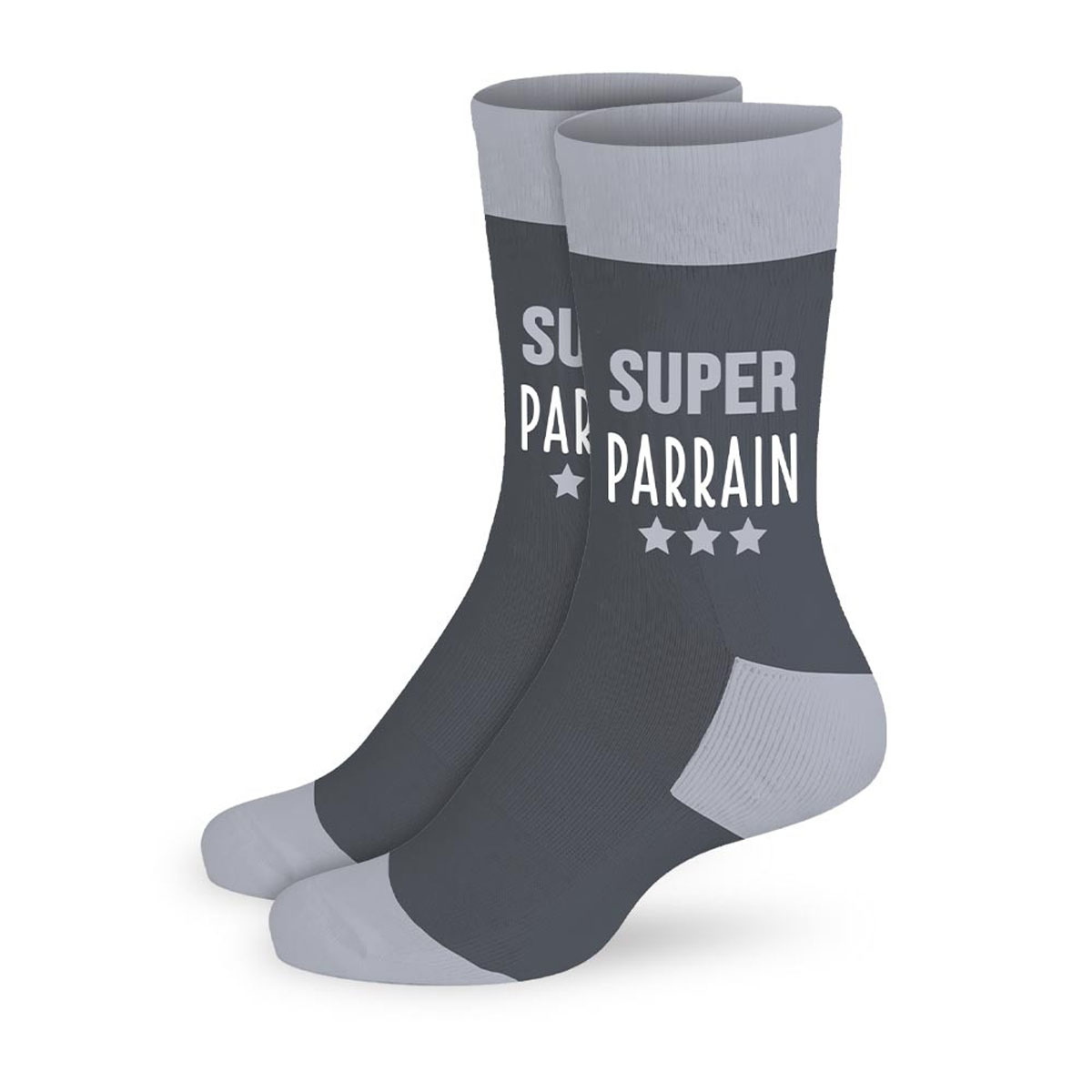 Chaussettes coton tendresse \'Super Parrain\' gris - taille unique - [A2706]