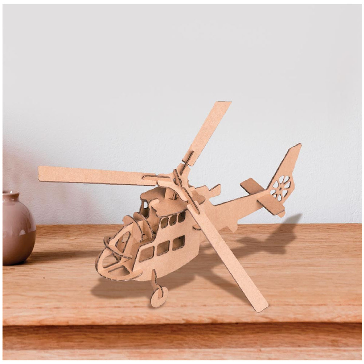 Figurine carton 3D \'Hélicoptère\' - planches 30x30 cm - [A2711]