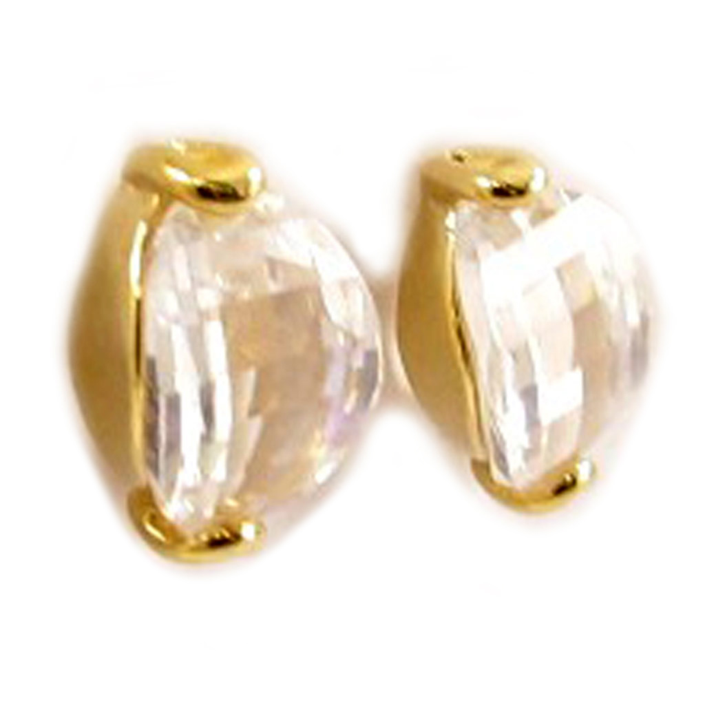 Boucles Plaqué Or \'Nova\' Blanc - [C5594]