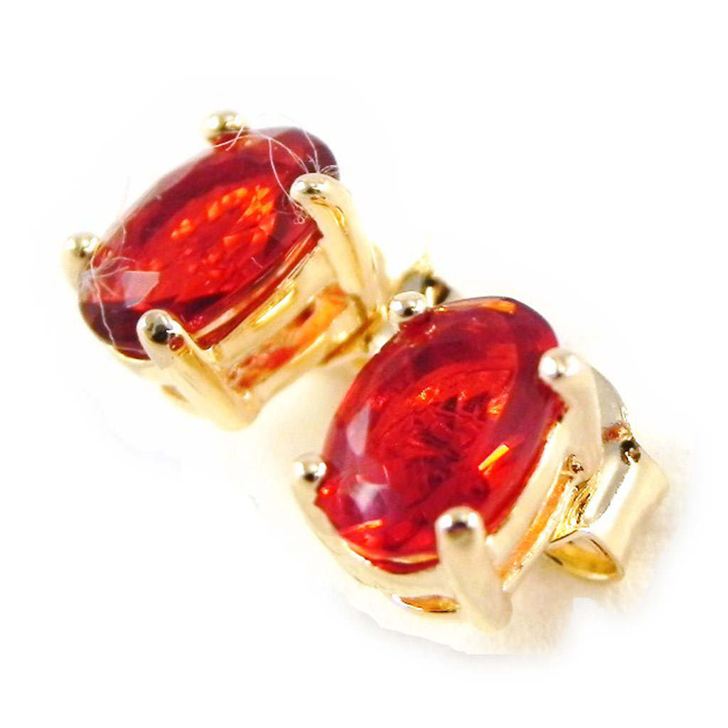 Boucles Plaqué Or \'Unique\' Rouge - [C5671]