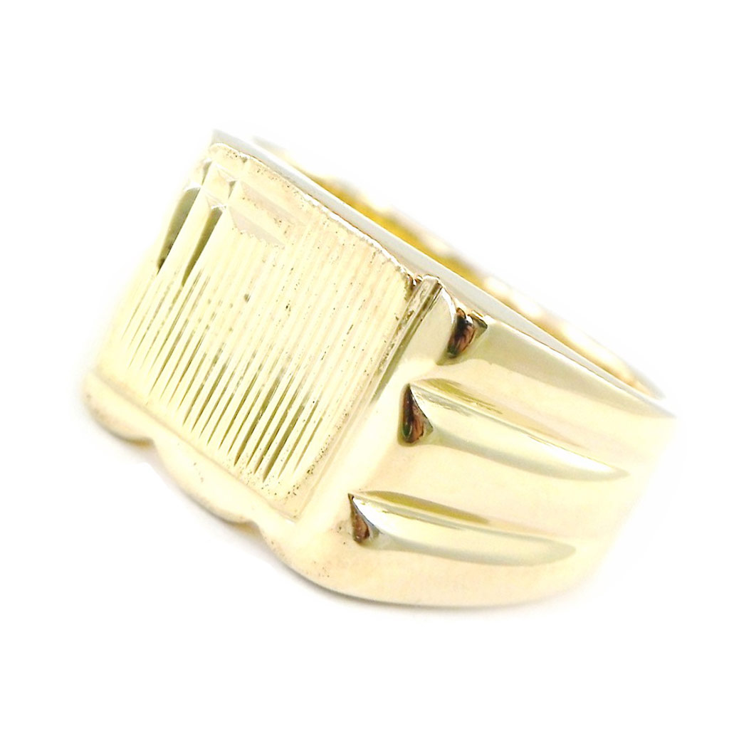 Chevalière Plaqué Or \'Charles\' doré - 12x14 mm - [C6867]