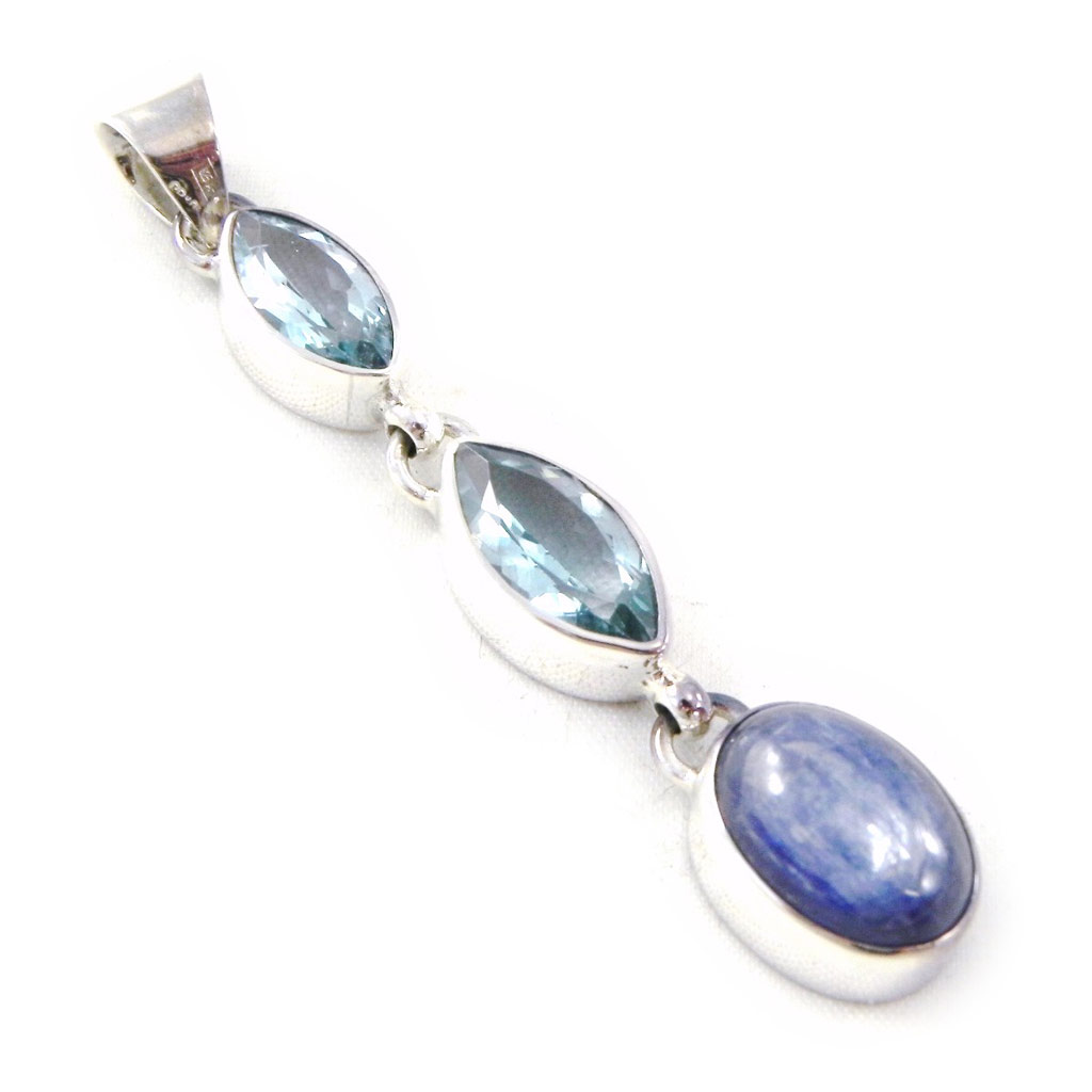 Pendentif Argent \'Sapa\' Bleu  - [D5869]