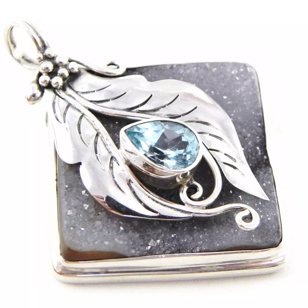 les trésors de lily Pendentif Argent 'Origines' Noir / Turquoise [D5880]