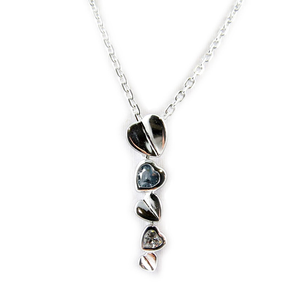 Collier Argent \'Coeur Léger\' Bleu - [F0069]