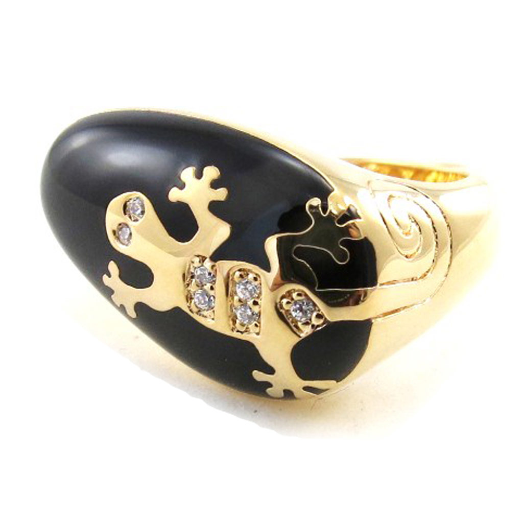 Chevalière \'Salamandre\' Noir - [F0072]