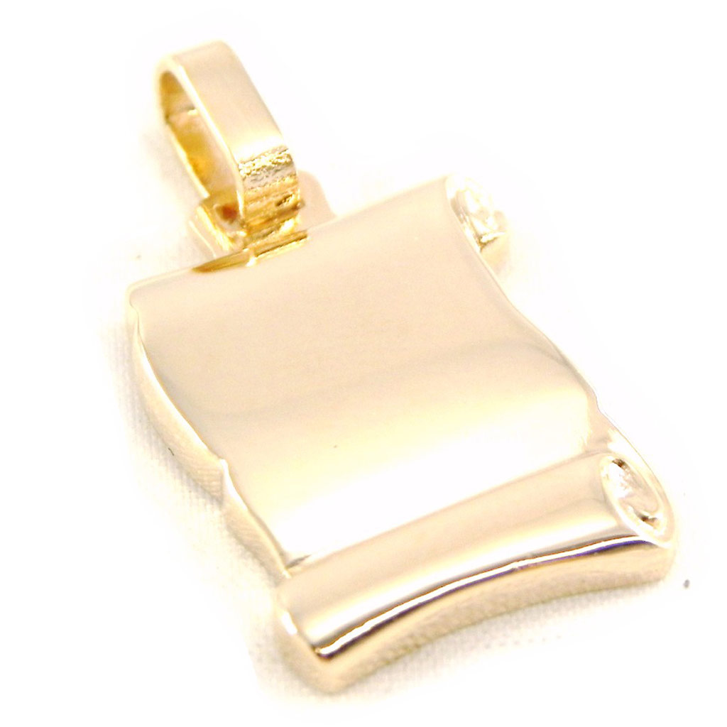 Pendentif plaqué or \'Parchemin\'  doré - 15x25 mm - [G1678]