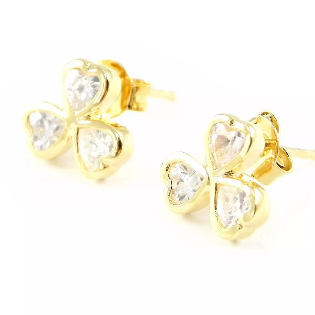 les trésors de lily Boucles 'Trèfle' Plaqué Or [G1975]