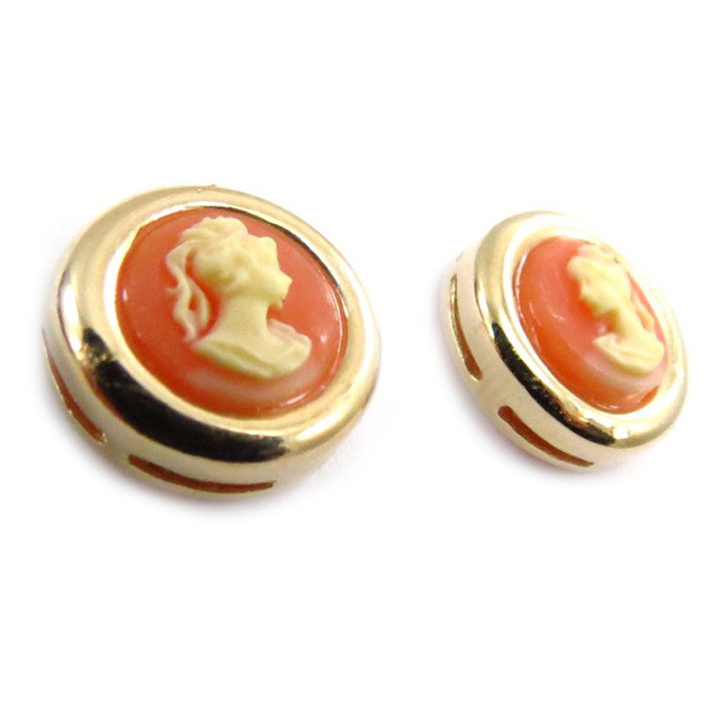 Boucles Plaqué Or \'Camee\' Orange  - [G1983]