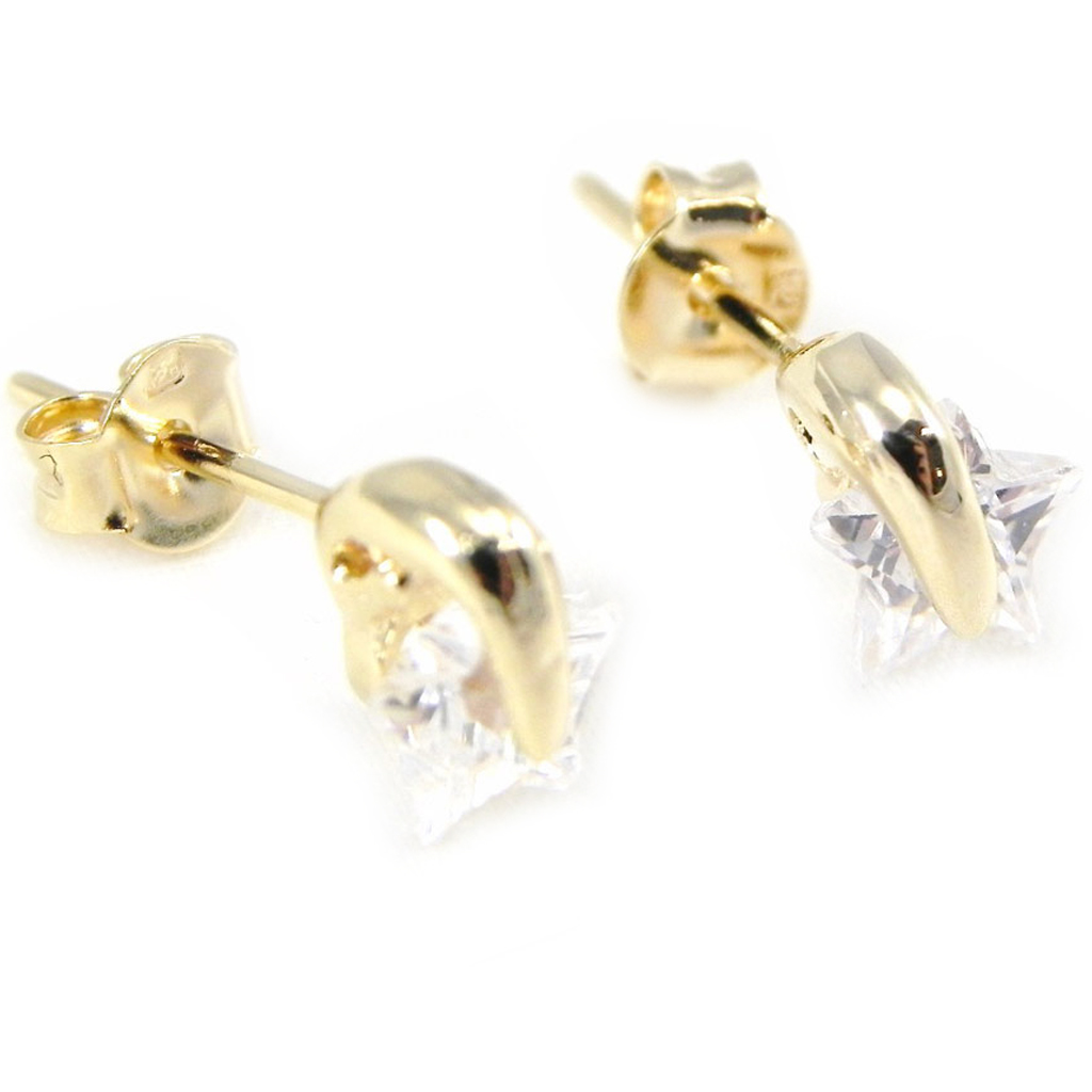 Boucles Plaqué Or \'Etoiles Inventives\' blanc - [G1987]