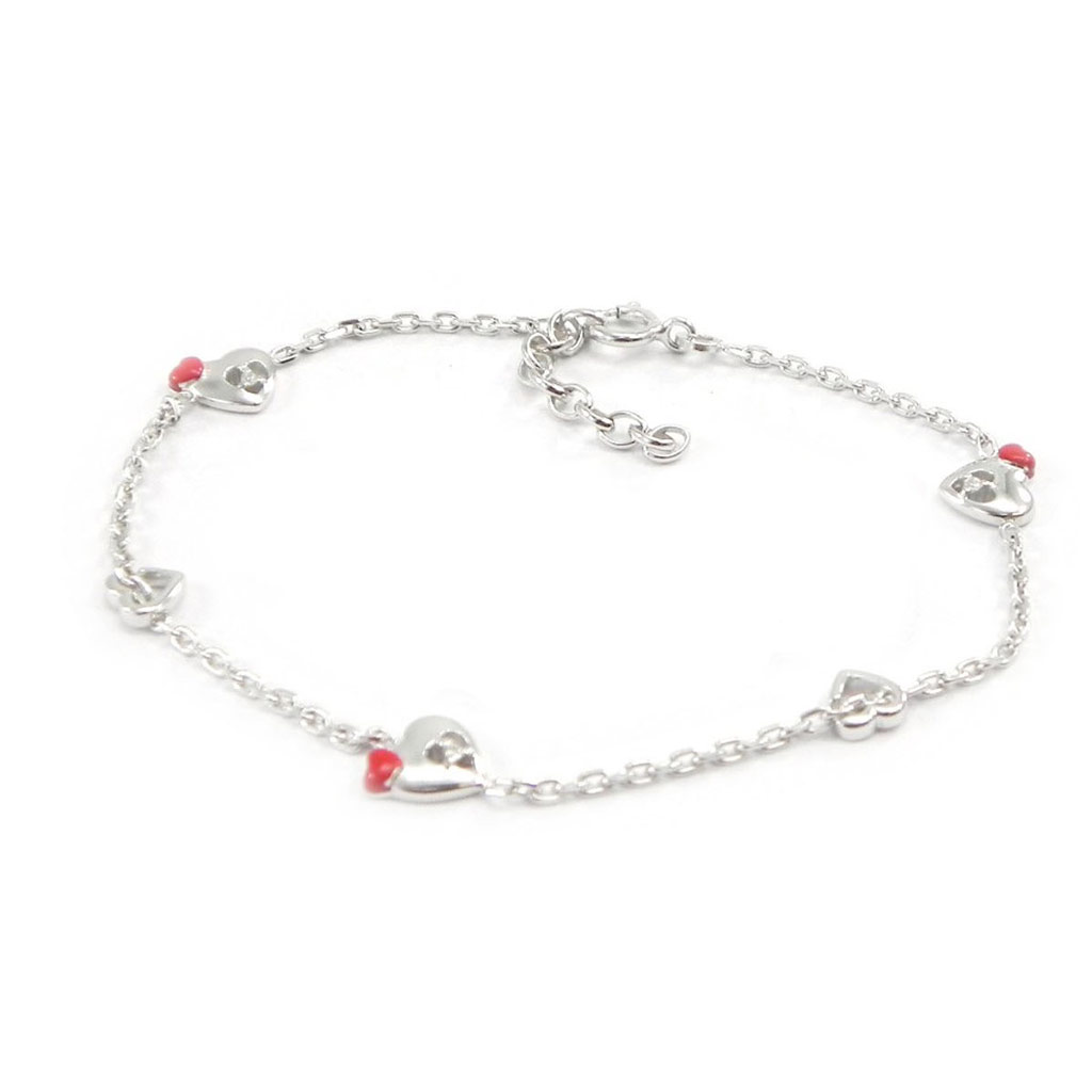 Bracelet Argent \'Love\' rouge - [G2483]