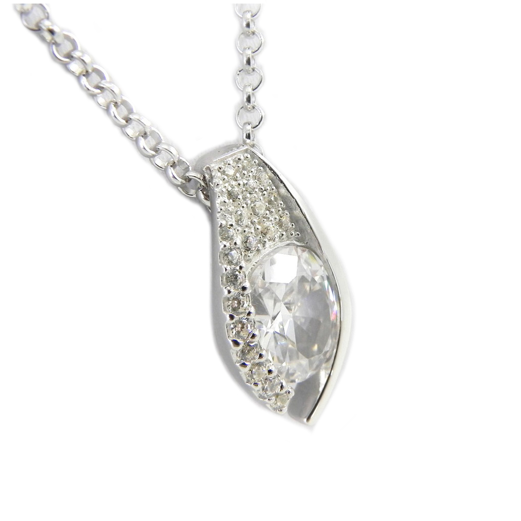 Collier Argent \'Scarlett\' blanc  - [G6884]