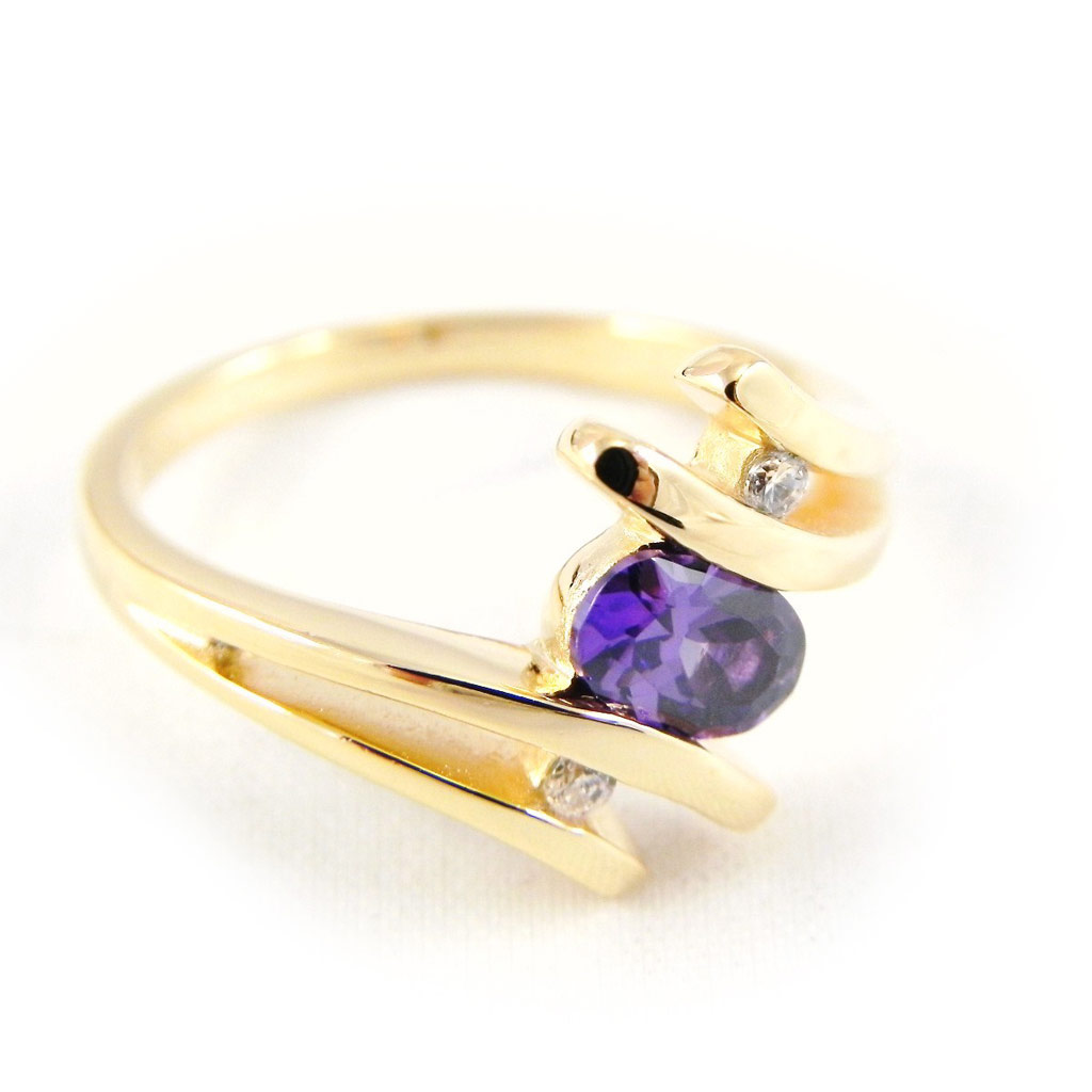 Bague Plaqué Or \'Scarlett\' améthyste - [H2699]