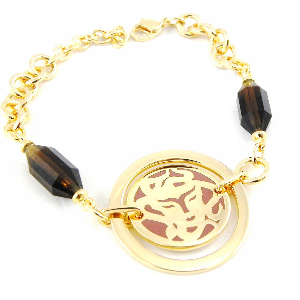 Bracelet Plaqué or \'Calypso\' marron doré - [H3217]
