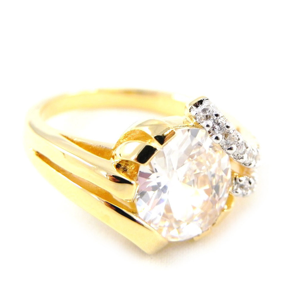 Bague Plaqué Or \'Scarlett\' blanc - [H3268]