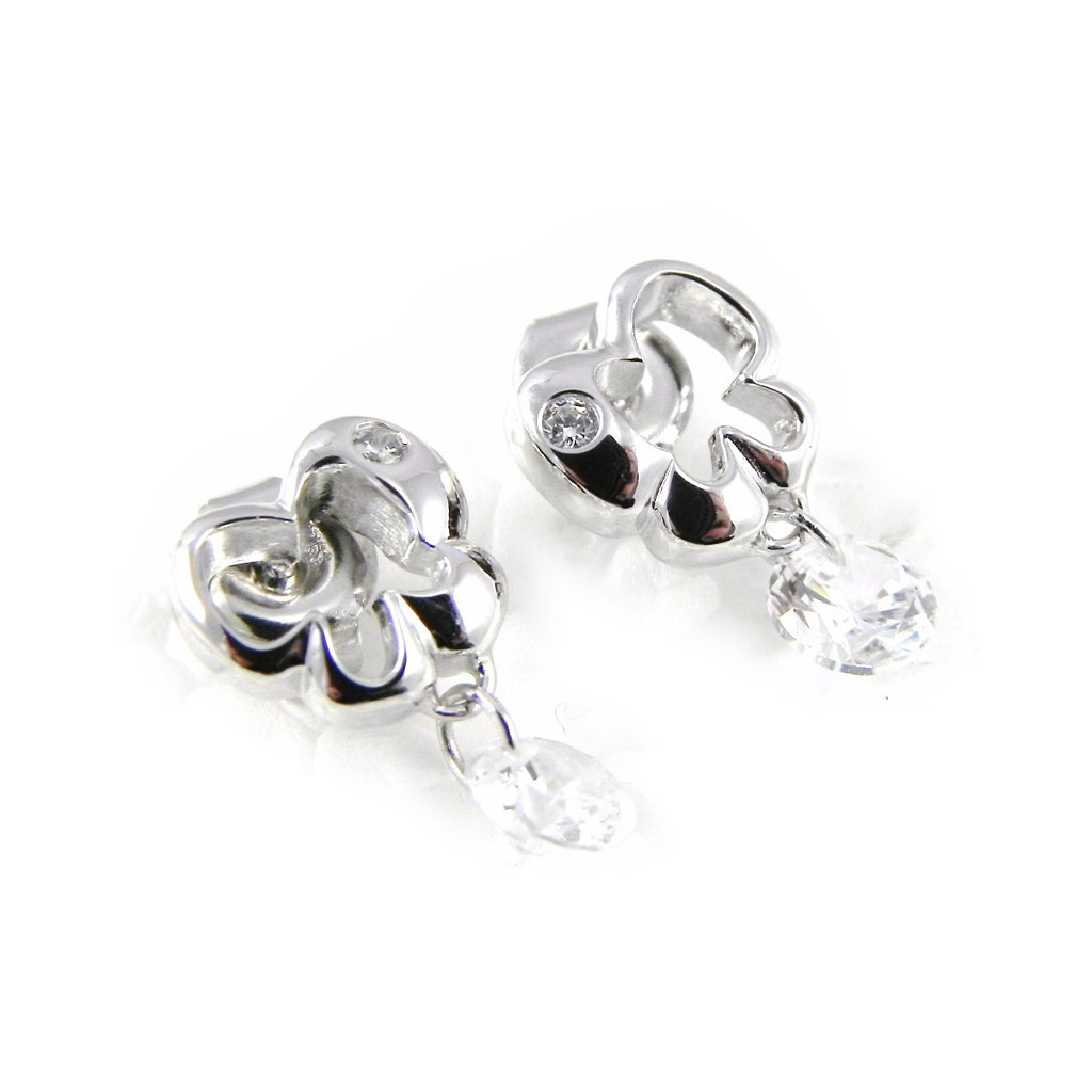 Boucles argent \'Papillon Lumière\' blanc - [H3315]