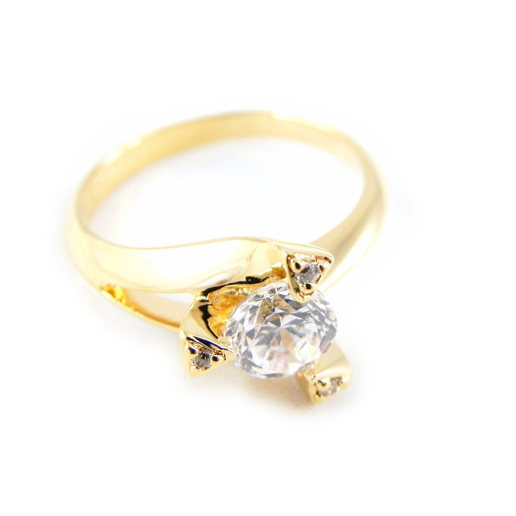 Bague Plaqué Or \'Scarlett\' blanc - [H3353]
