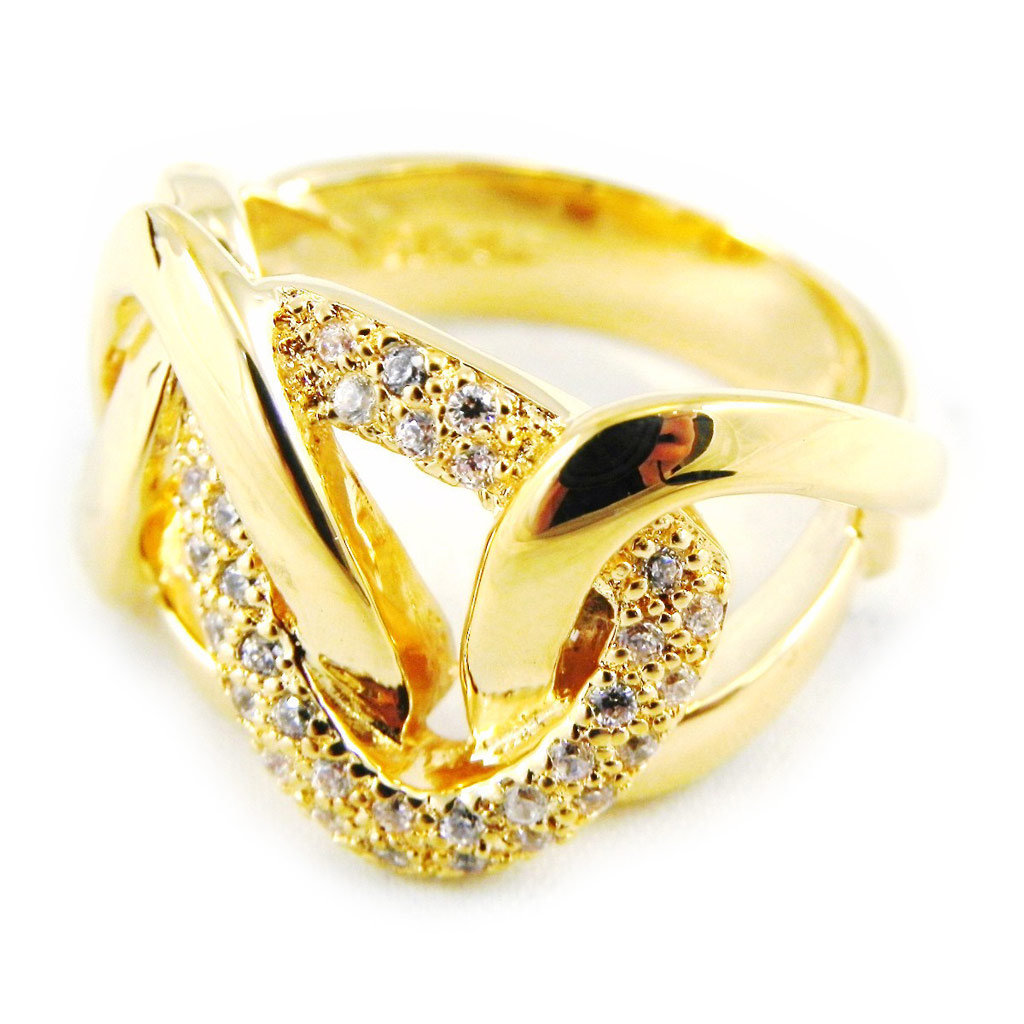 Bague plaqué or \'Déesse\' blanc - [H3366]