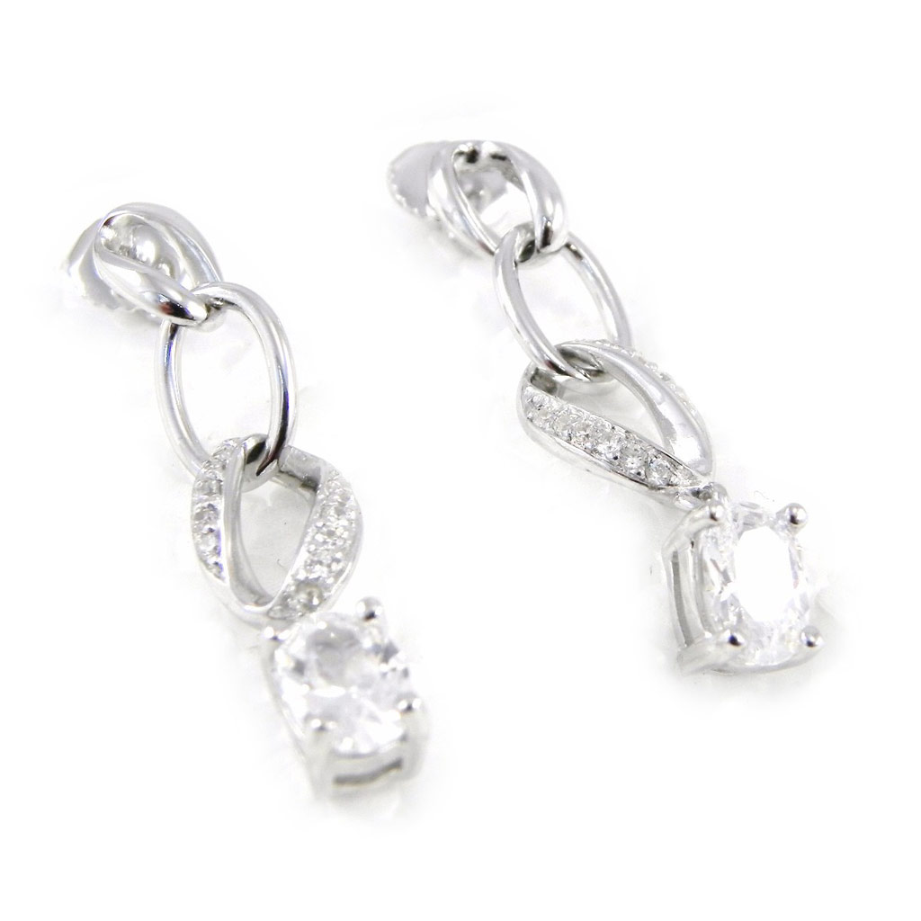 Boucles argent \'Scarlett\' blanc - [H3368]