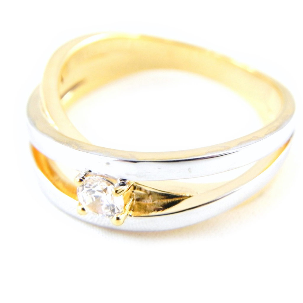 Bague Plaqué Or \'Câlin\' 2 tons - [H3872]